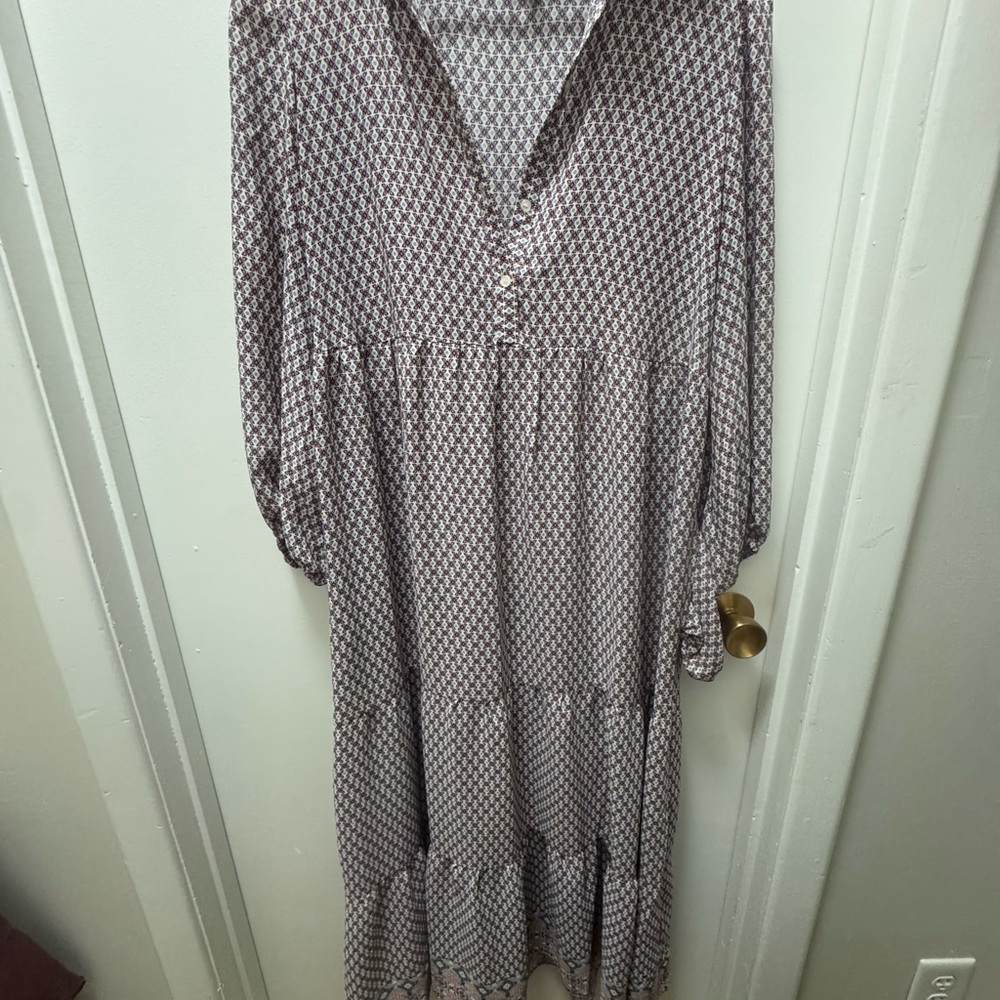 Elegant Purple Patterned Maxi Dress